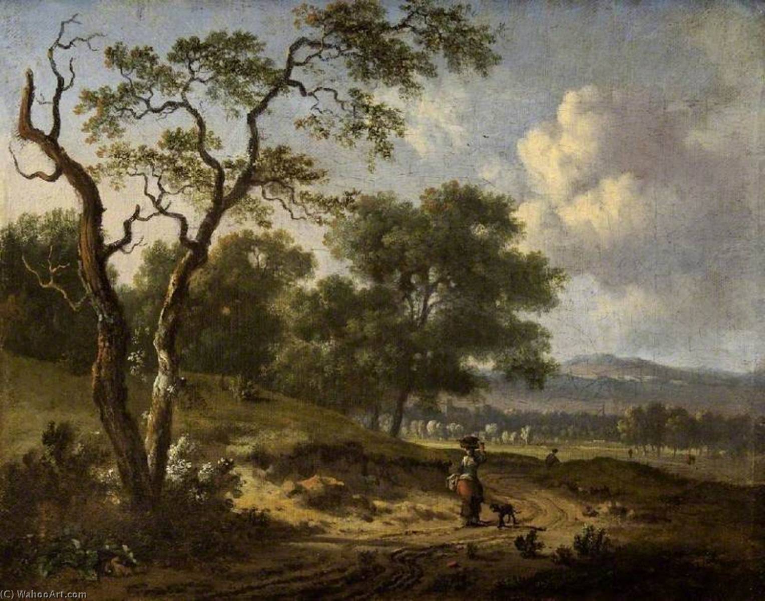 Landscape With A Woman And A Dog — Jan Jansz Wijnants