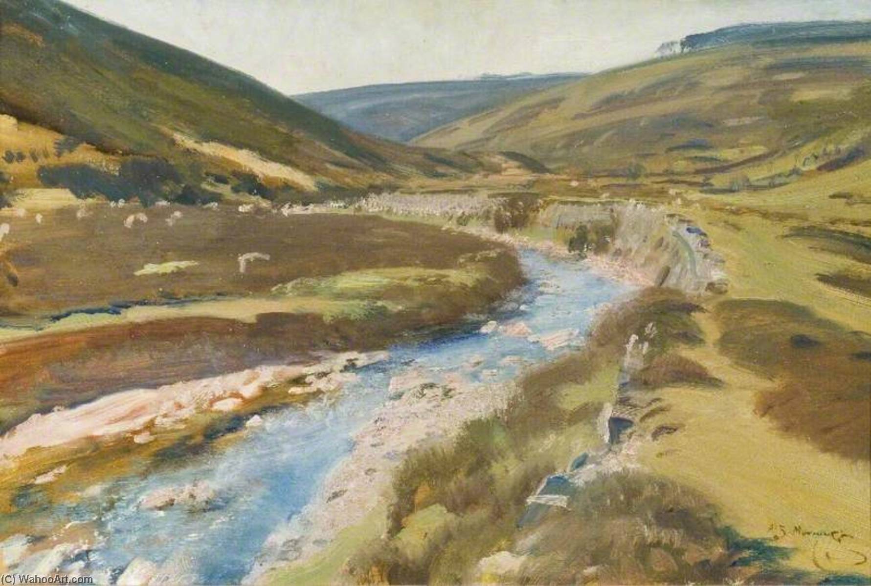 View Of Exmoor With Stream — Sir Alfred James Munnings