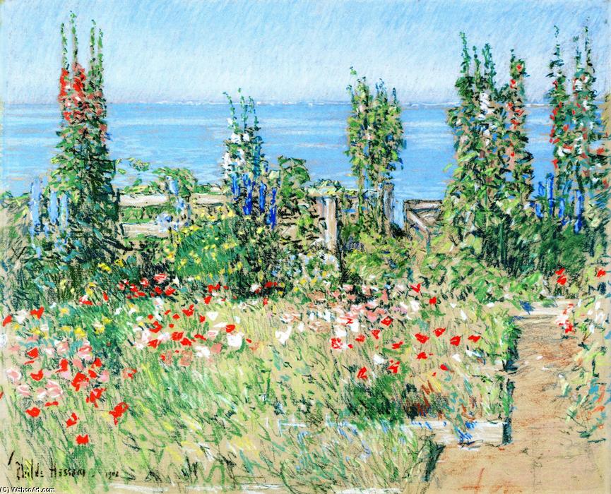 Hollyhocks, Isle Of Shoals — Frederick Childe Hassam