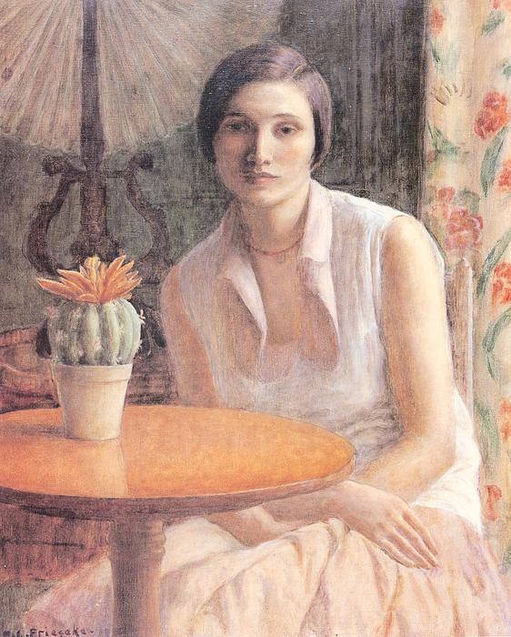 Portrait Of A Woman With A Cactus — Frederick Carl Frieseke