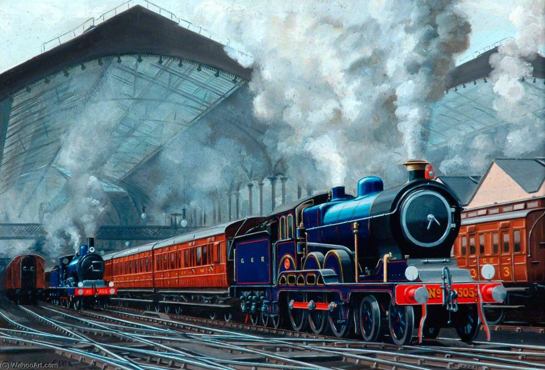 Great Eastern Railway 4–6–0 Locomotive Hauling Train Out Of Liverpool Street Station — Cuthbert Hamilton Ellis