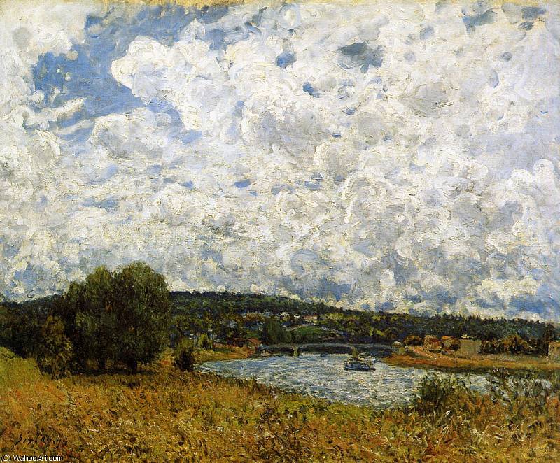The Seine At Suresnes Sun — Alfred Sisley