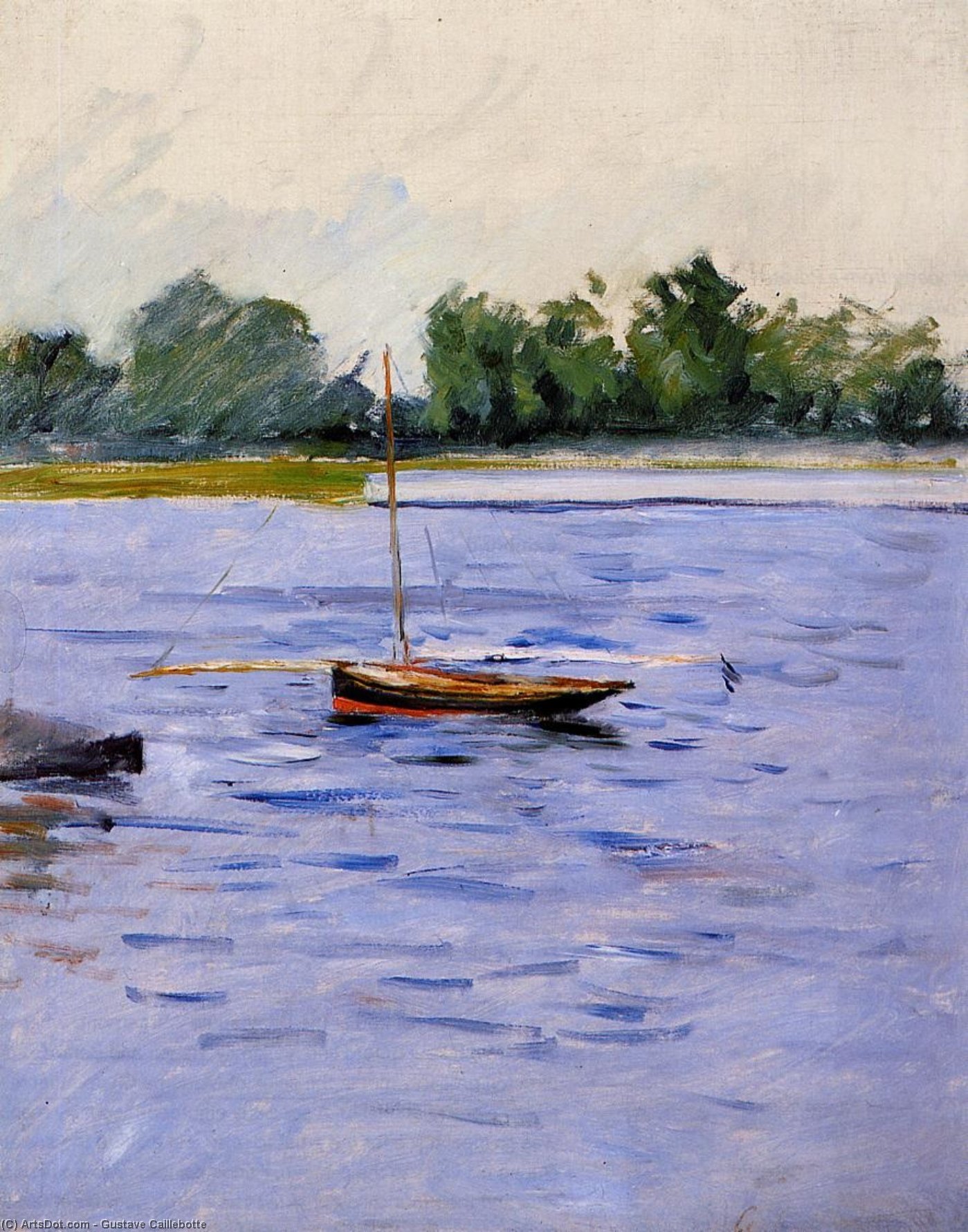 Boat At Anchor On The Seine — Gustave Caillebotte