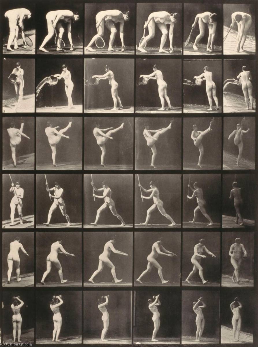 Animal Locomotion (plate 326) (woman With Tennis Racquet, Throwing Water, Etc.) — エドワード・j・マイブリッジ