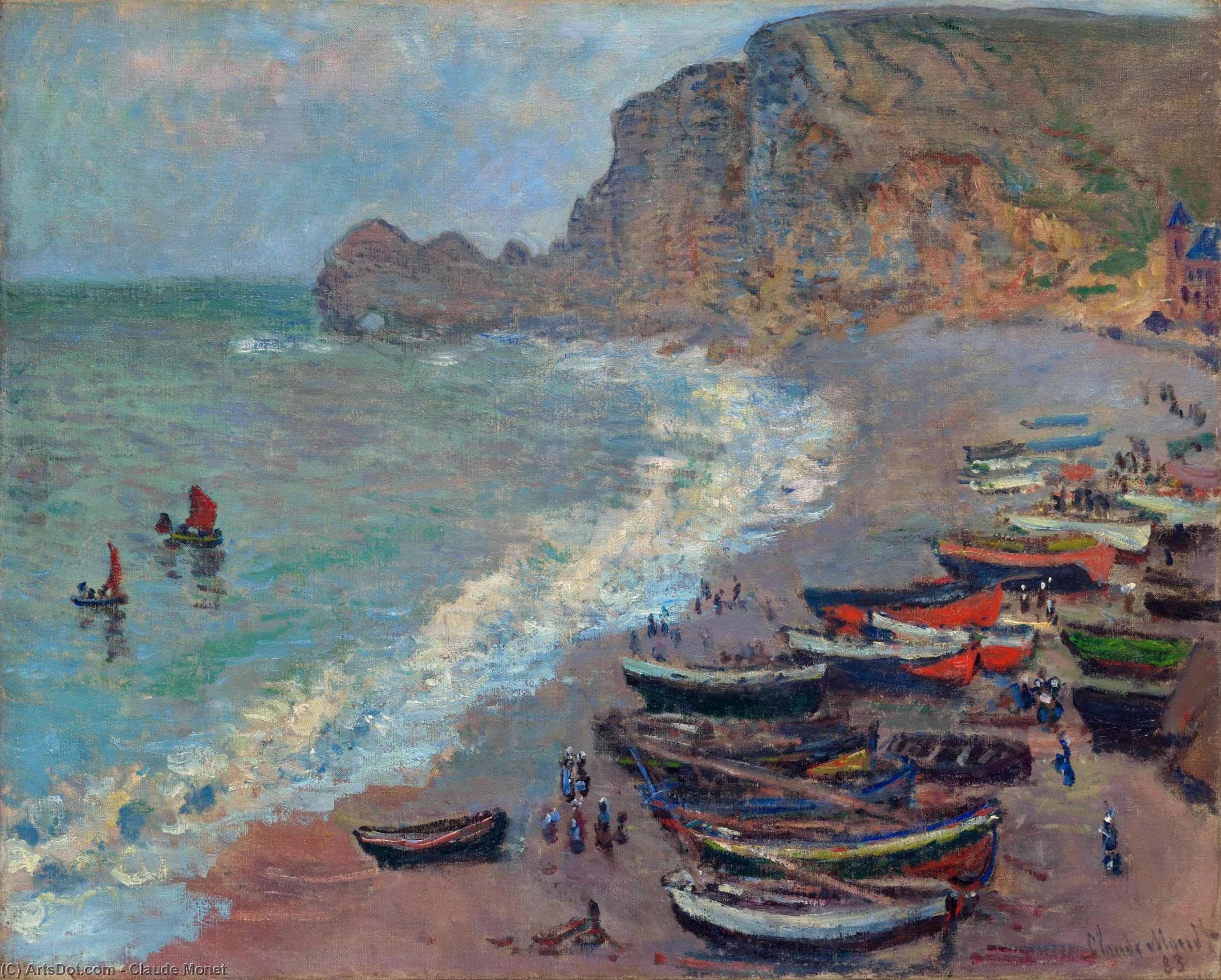 The Beach At Etretat — Клод Моне