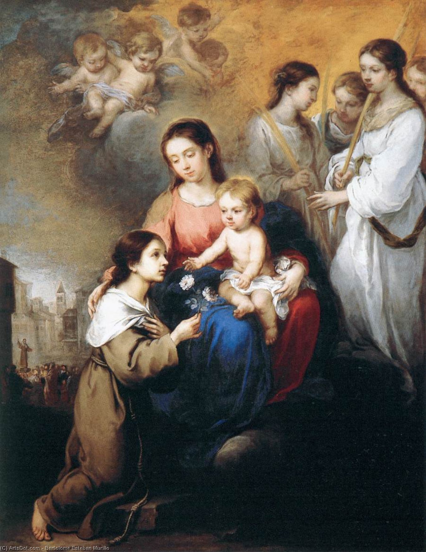 Die Jungfrau Mit Dem Kind Und Der Heiligen Rosalind — Bartolomé Esteban Murillo