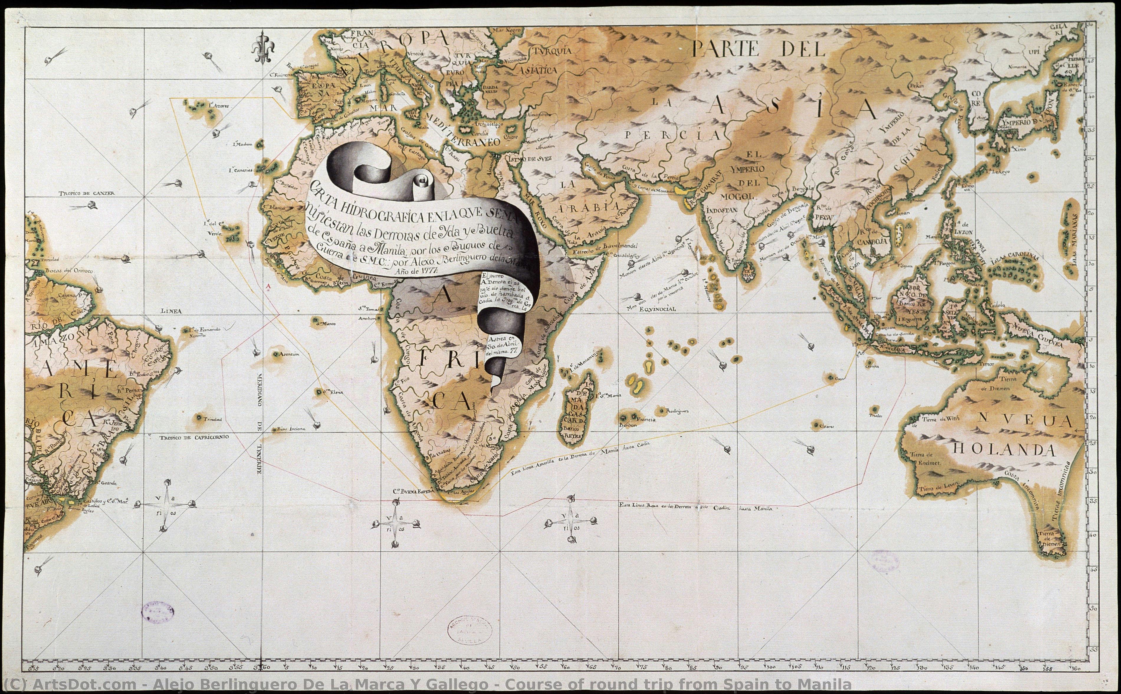 Course Of Round Trip From Spain To Manila — Alejo Berlinguero De La Marca Y Gallego