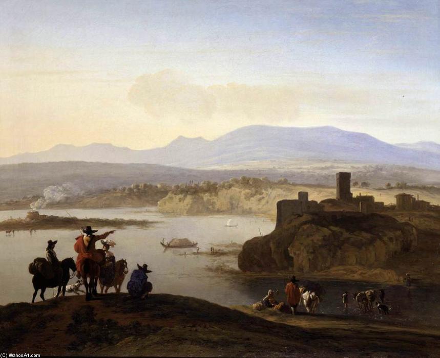 Italianate Landscape With Travellers On Horseback — Karel Dujardin