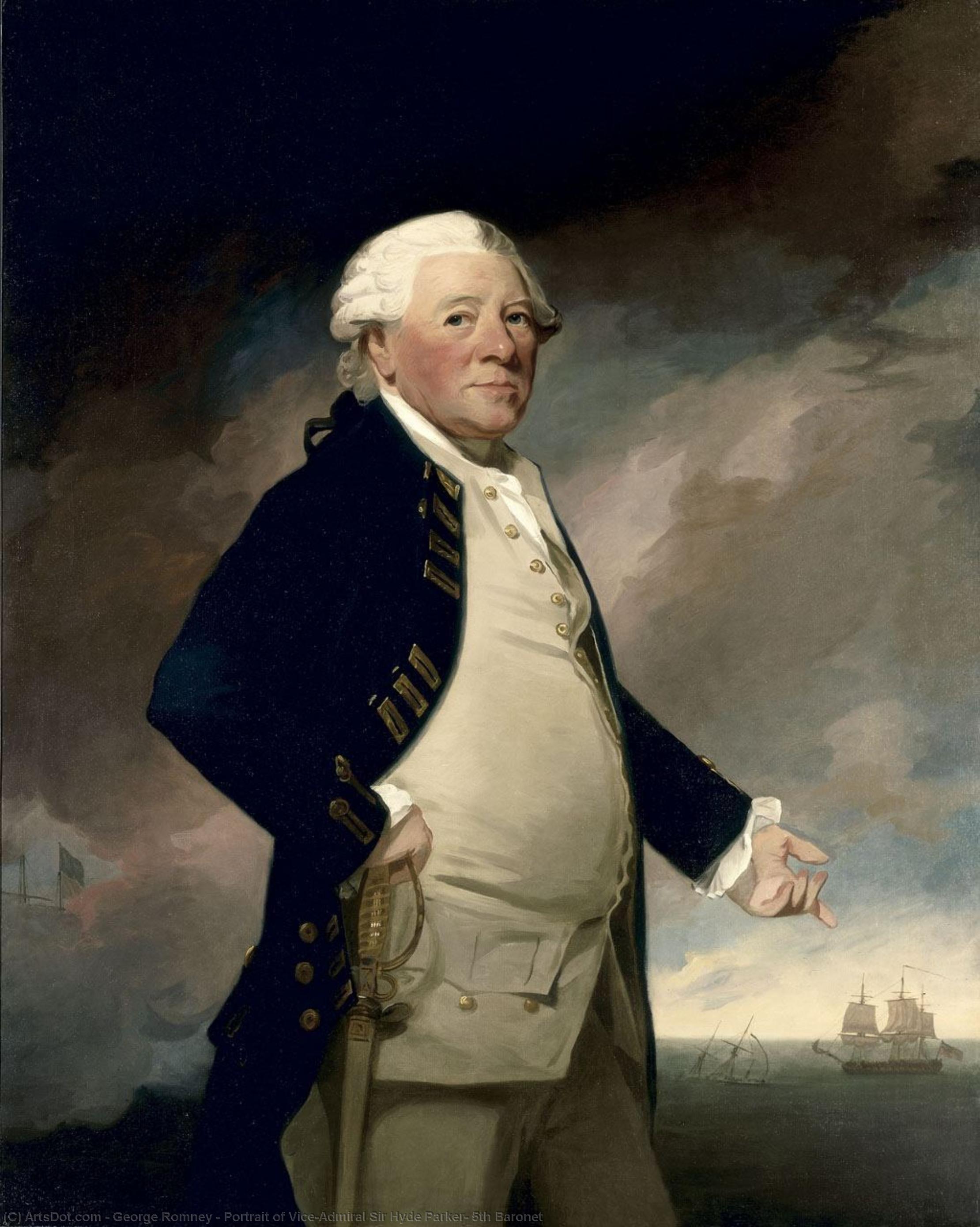Portrait Of Vice-admiral Sir Hyde Parker, 5th Baronet — George Romney