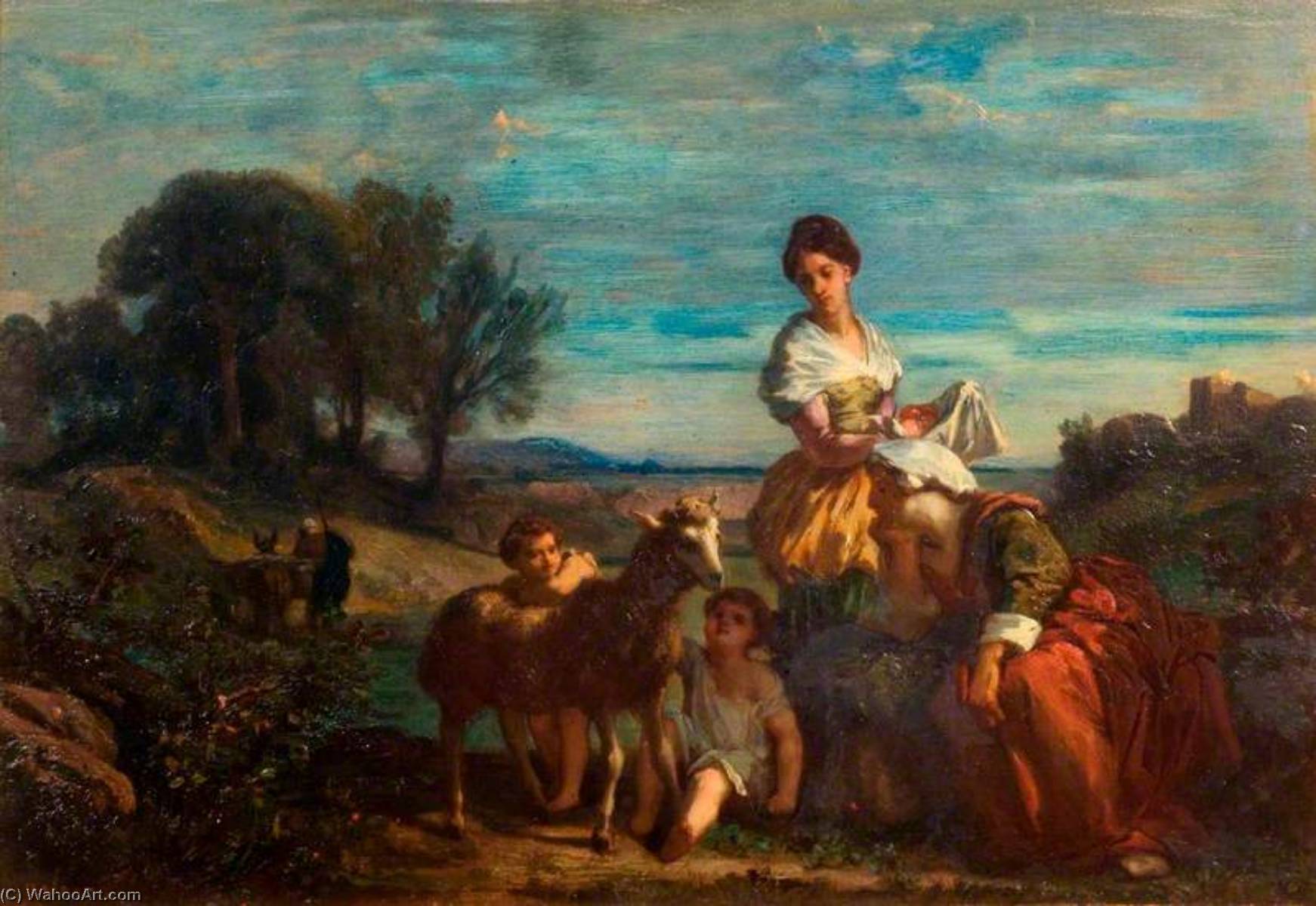 Children Playing With A Lamb — Barthélemy Menn