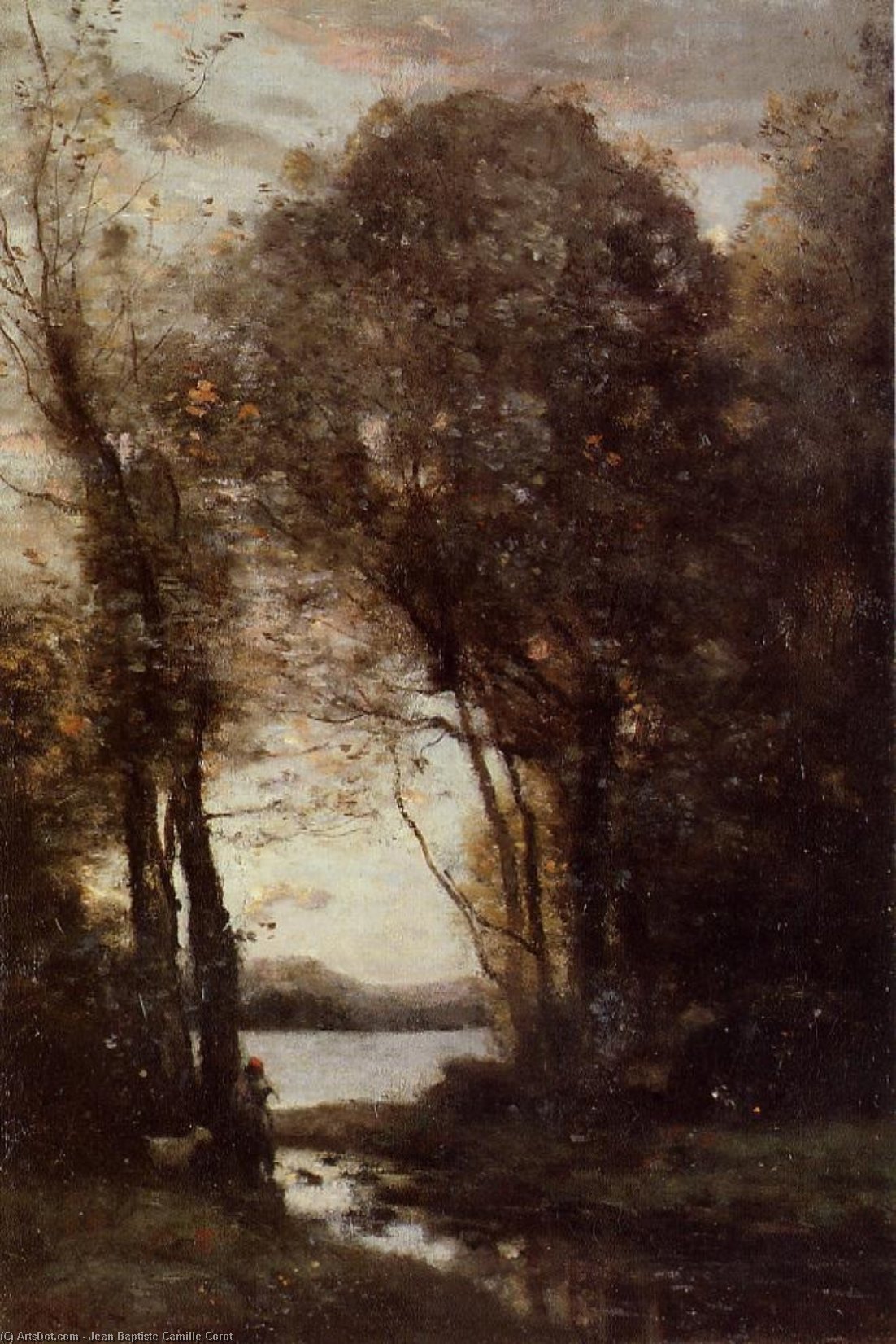 Stehender Geißbock Mit Flöte Unter Den Bäumen — Jean-baptiste-camille Corot