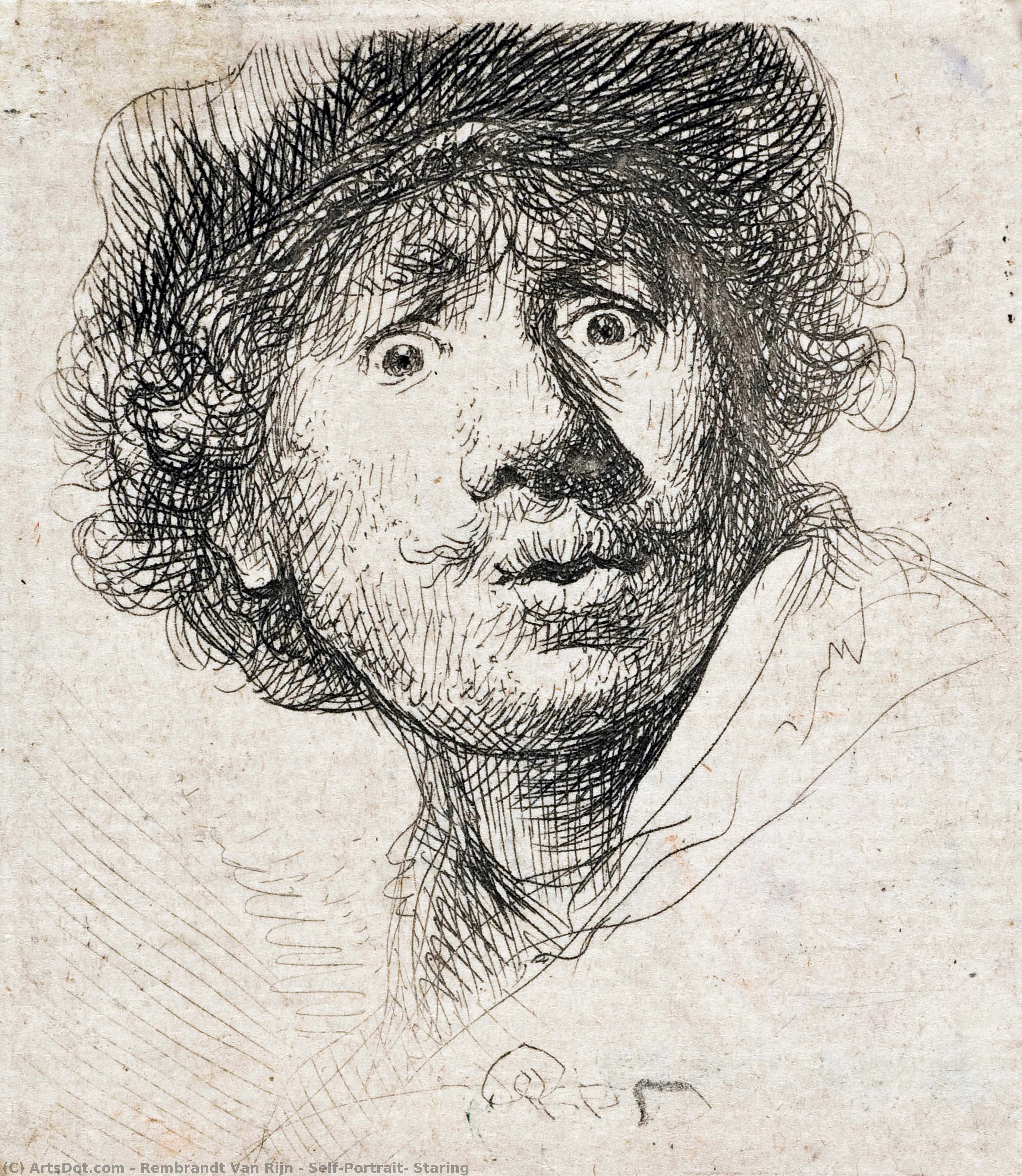 Self-portrait, Staring — Rembrandt Van Rijn