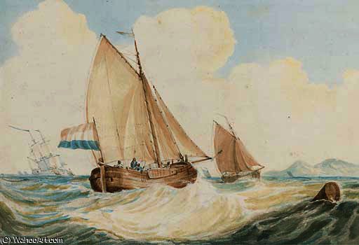A Dutch Kaag In Heavy Weather — Francois Louis Thomas Francia