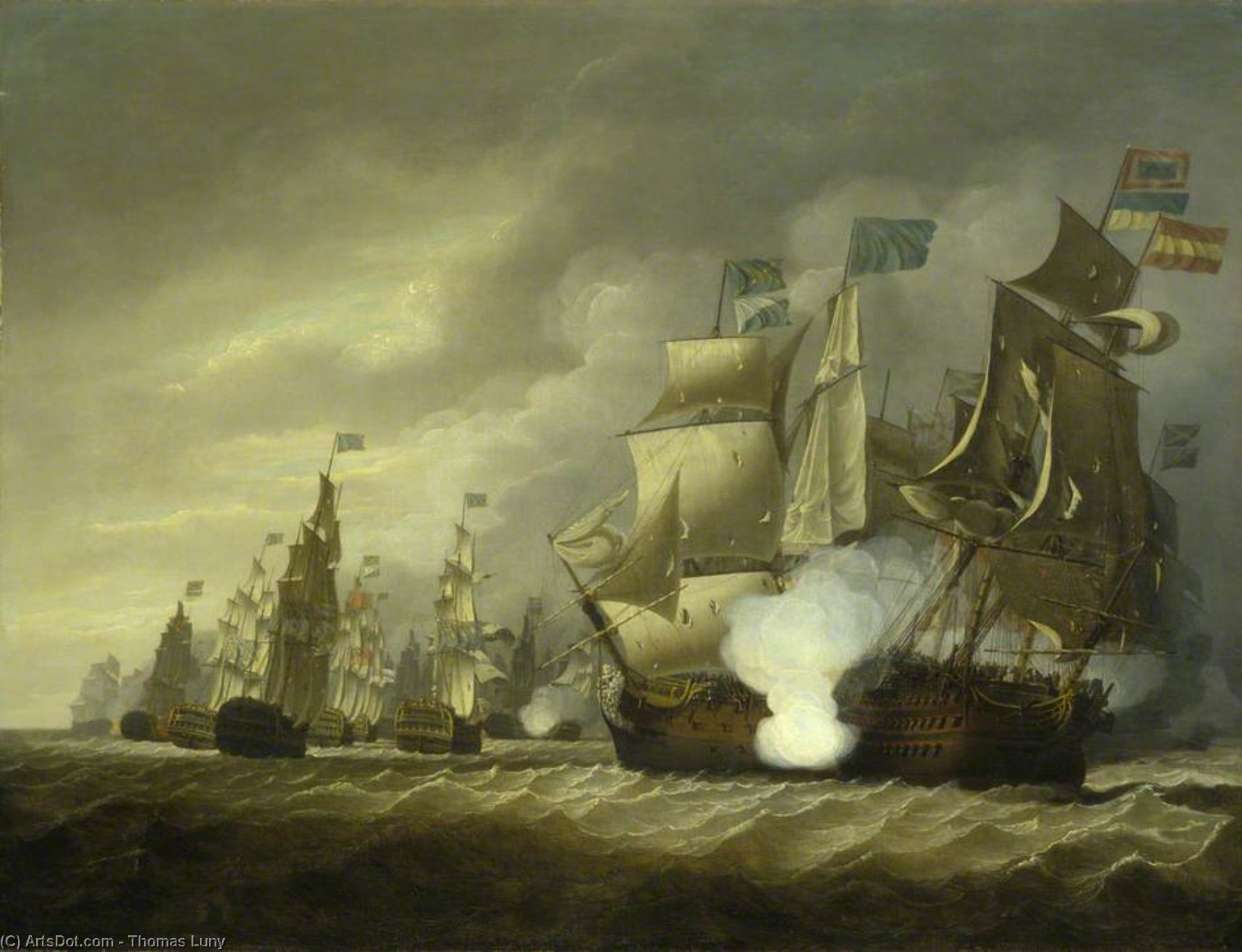 Hms 'victory' Raking The 'salvador Del Mundo' At The Battle Of Cape St Vincent — Tomas Luni