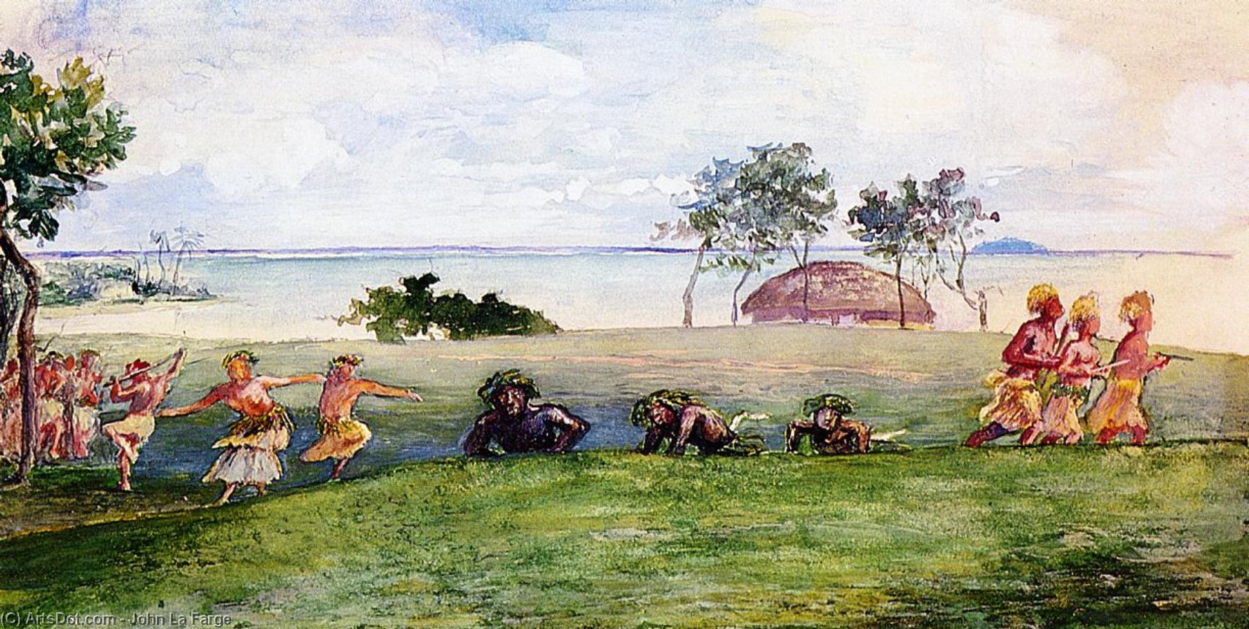 Military Reception And War-dance In Our Honor At Sapapali, Samoa — John La Farge