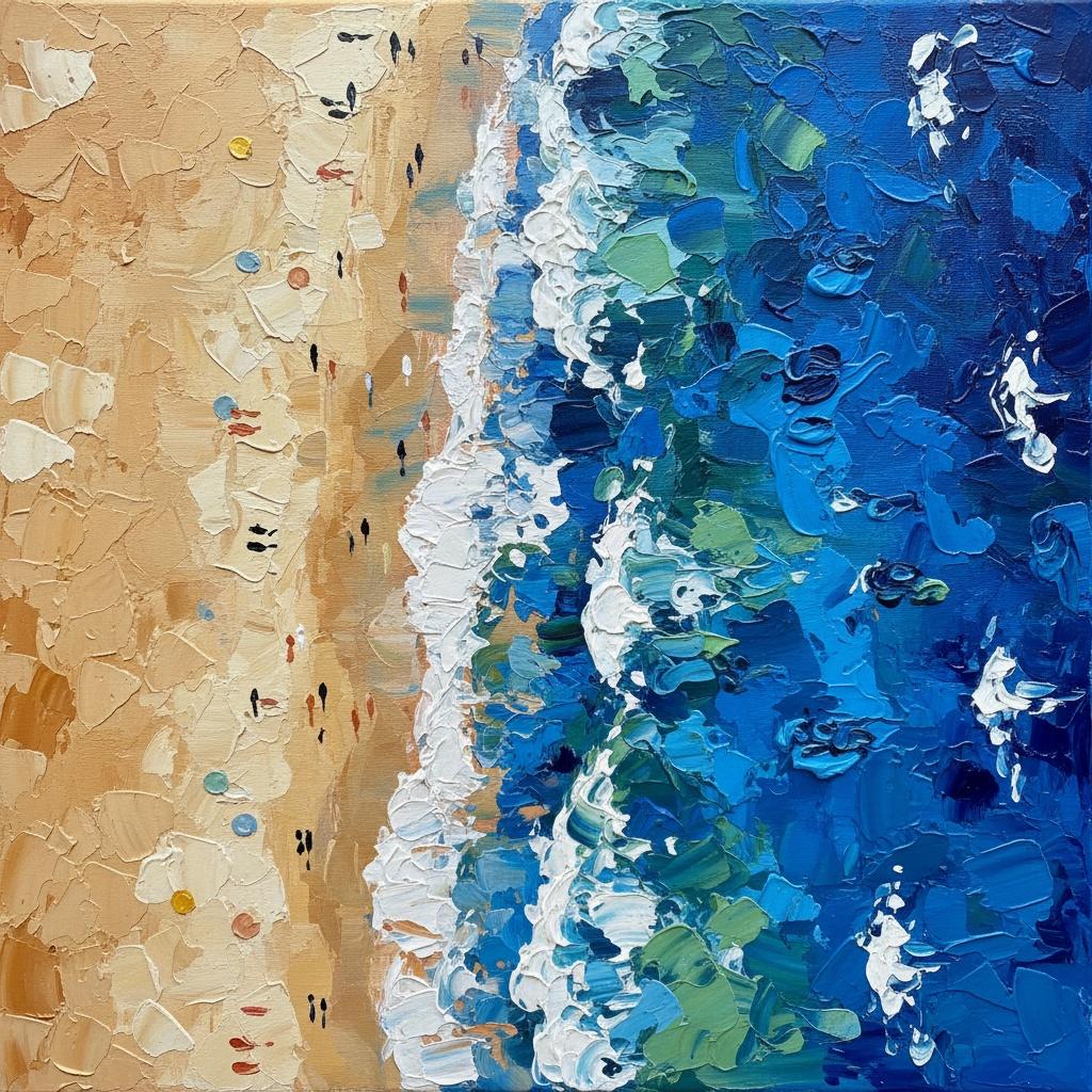 Fragmented Shoreline: A Monolithic Study In Ochre Sands And Deep Cerulean Tides — Christian Noiret