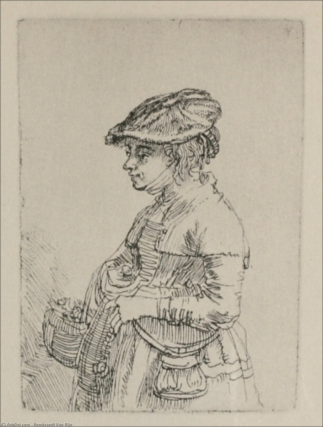 Una Joven Con Un Cesta — Rembrandt Van Rijn
