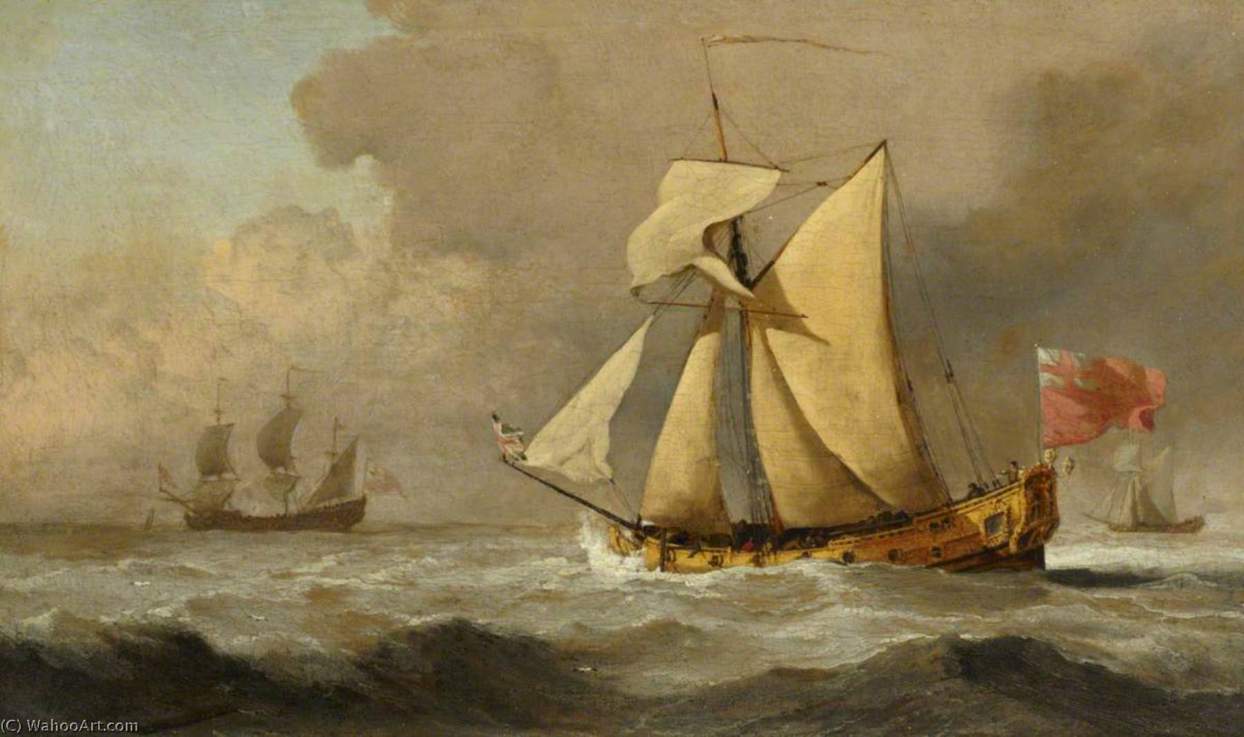 The Cleveland Yacht At Sea In A Fresh Breeze — Willem Van De Velde Der Ältere