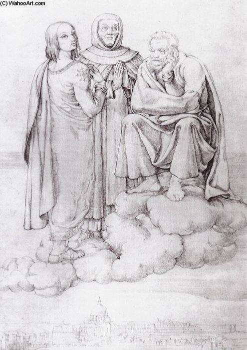 Raphael, Fra Angelico And Michelangelo Over Rome — Franz Pforr