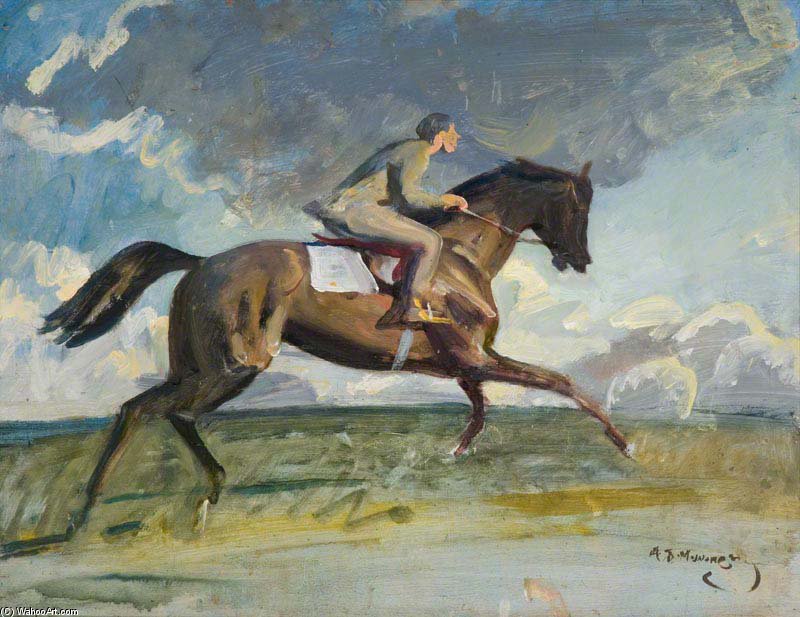 Going Up The Canter, A Boy Exercising A Racehorse — Sir Alfred James Munnings