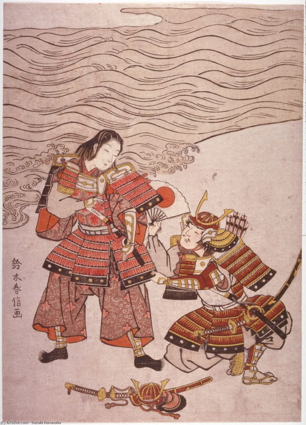 Warrior Kumagai Kneeling Before Atsumori — Suzuki Harunobu