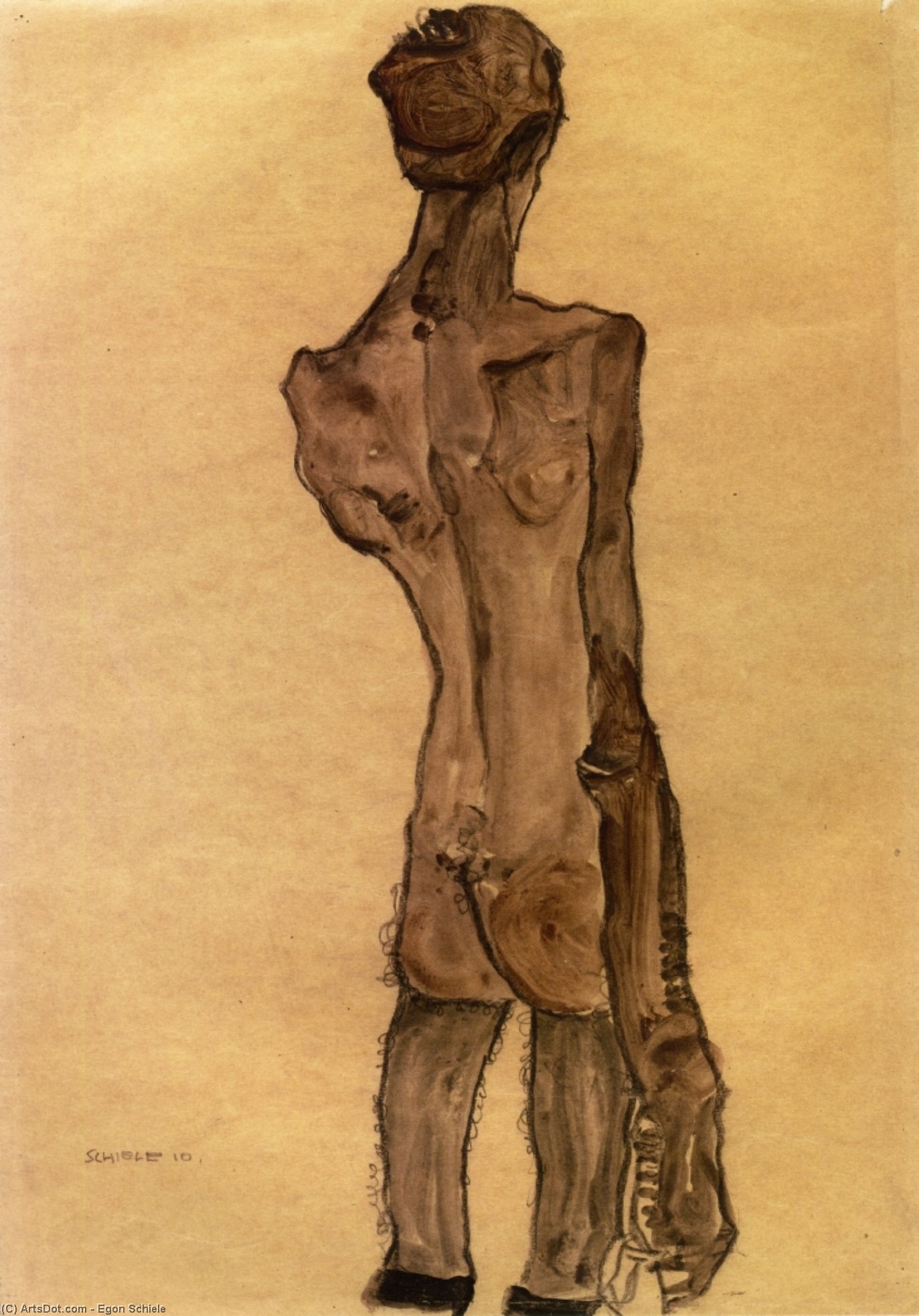 Stehender Mann Nackt, Rückansicht — Egon Schiele
