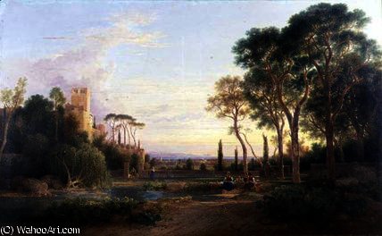 Extensive Garden Scene In The Bay Of Naples — Franz Richard Unterberger