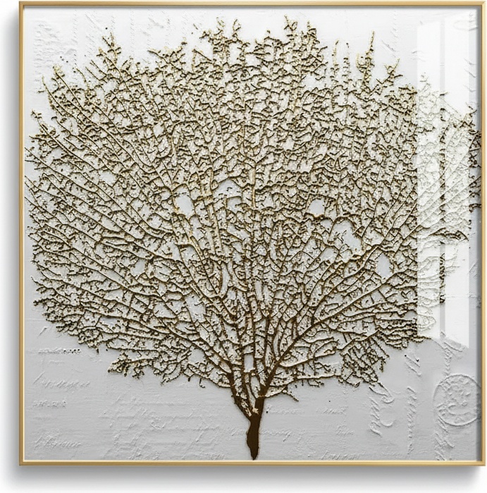 Metallic Tree Wall Art – Hand-textured Canvas Painting