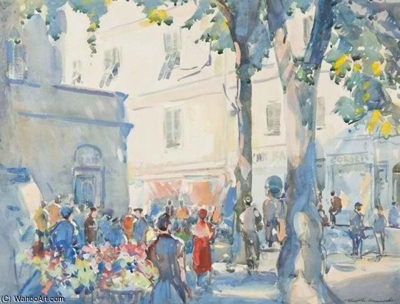 Flower Sellers In A French Market Square — Arthur Henry Church