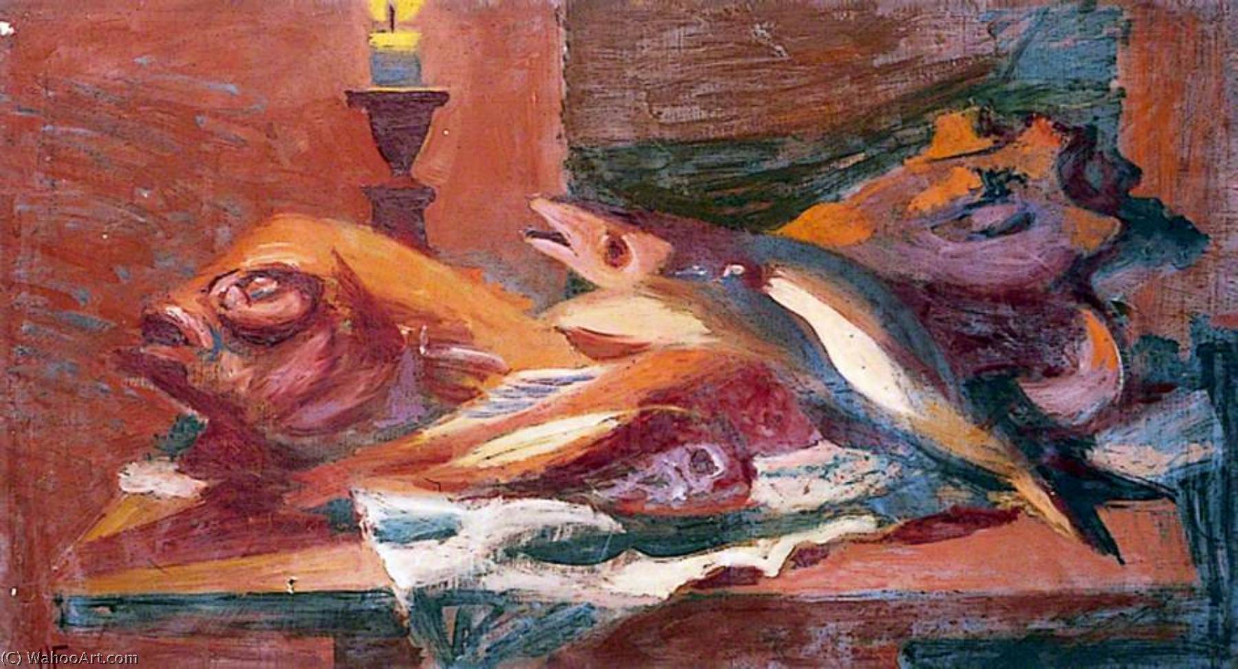 Still Life (fish And Candle) — Hans Feibusch