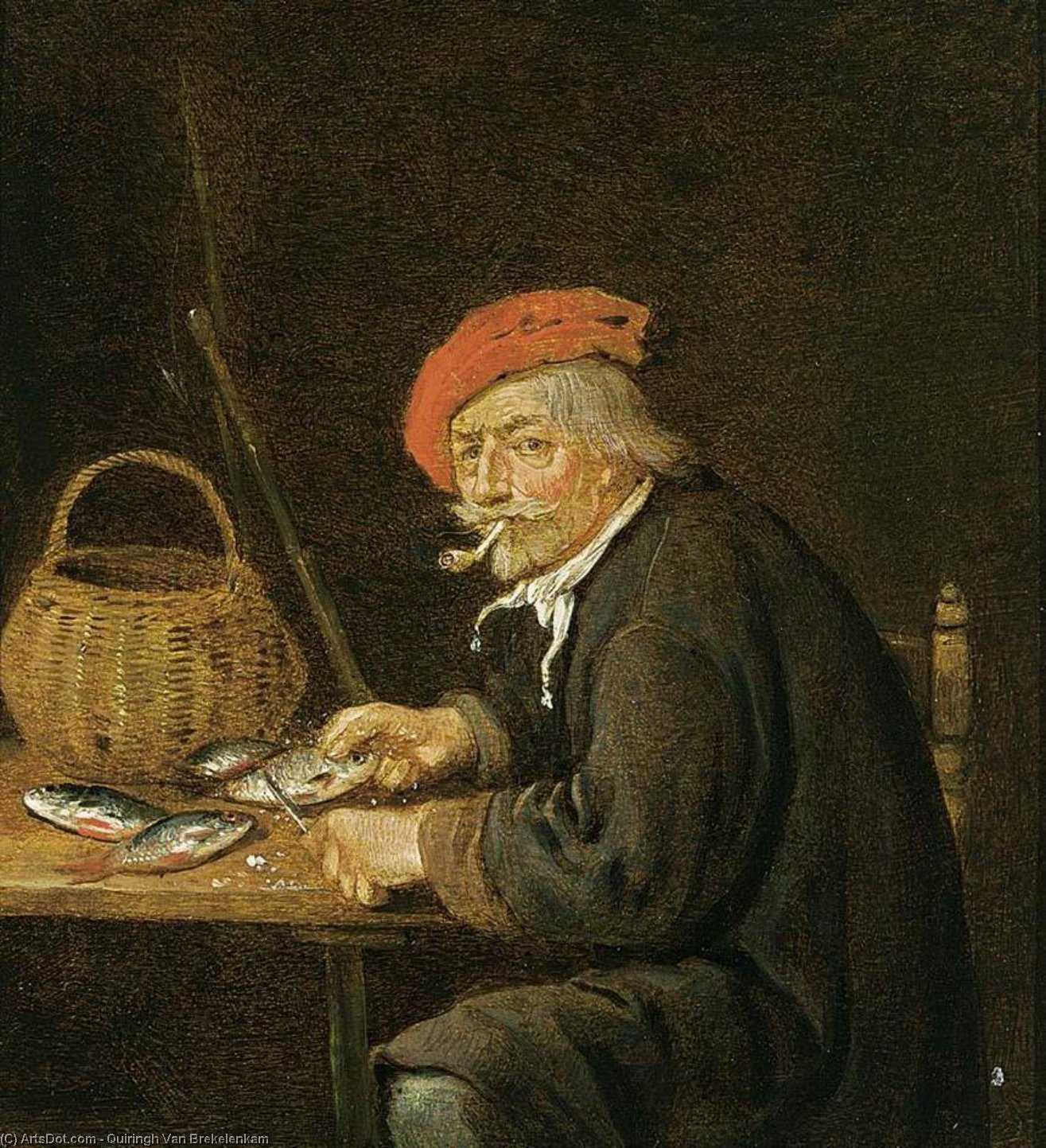 Man Scaling Fish — Quiringh Gerritsz. Van Brekelenkam
