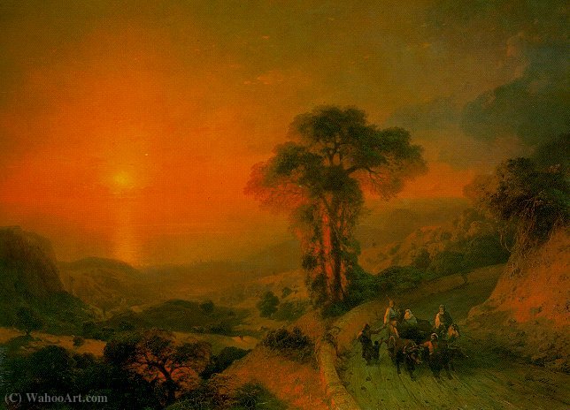 View Of The Sea From The Mountains At Sunset In Crimea — Иван Константинович Айвазовский