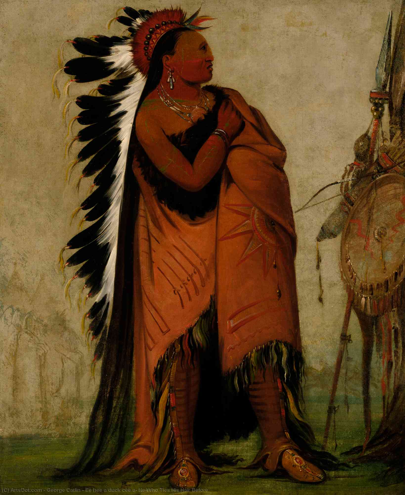 Eé Hee A Duck Cée A, He Who Ties His Hair Before — George Catlin