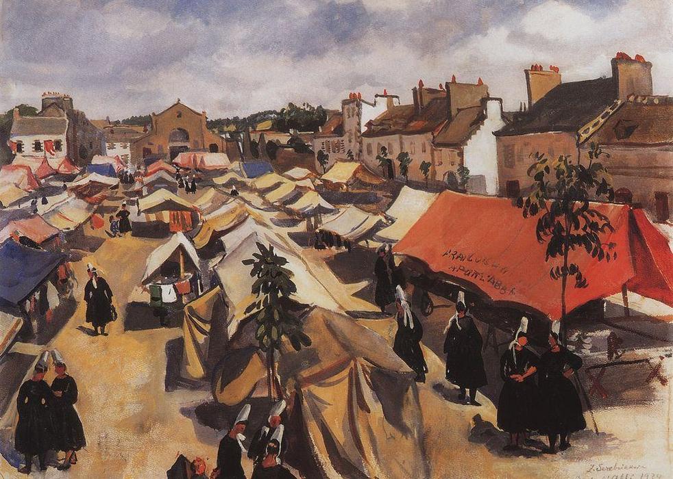 The Market In Pont L Abbe — Zinaida Serebriakova