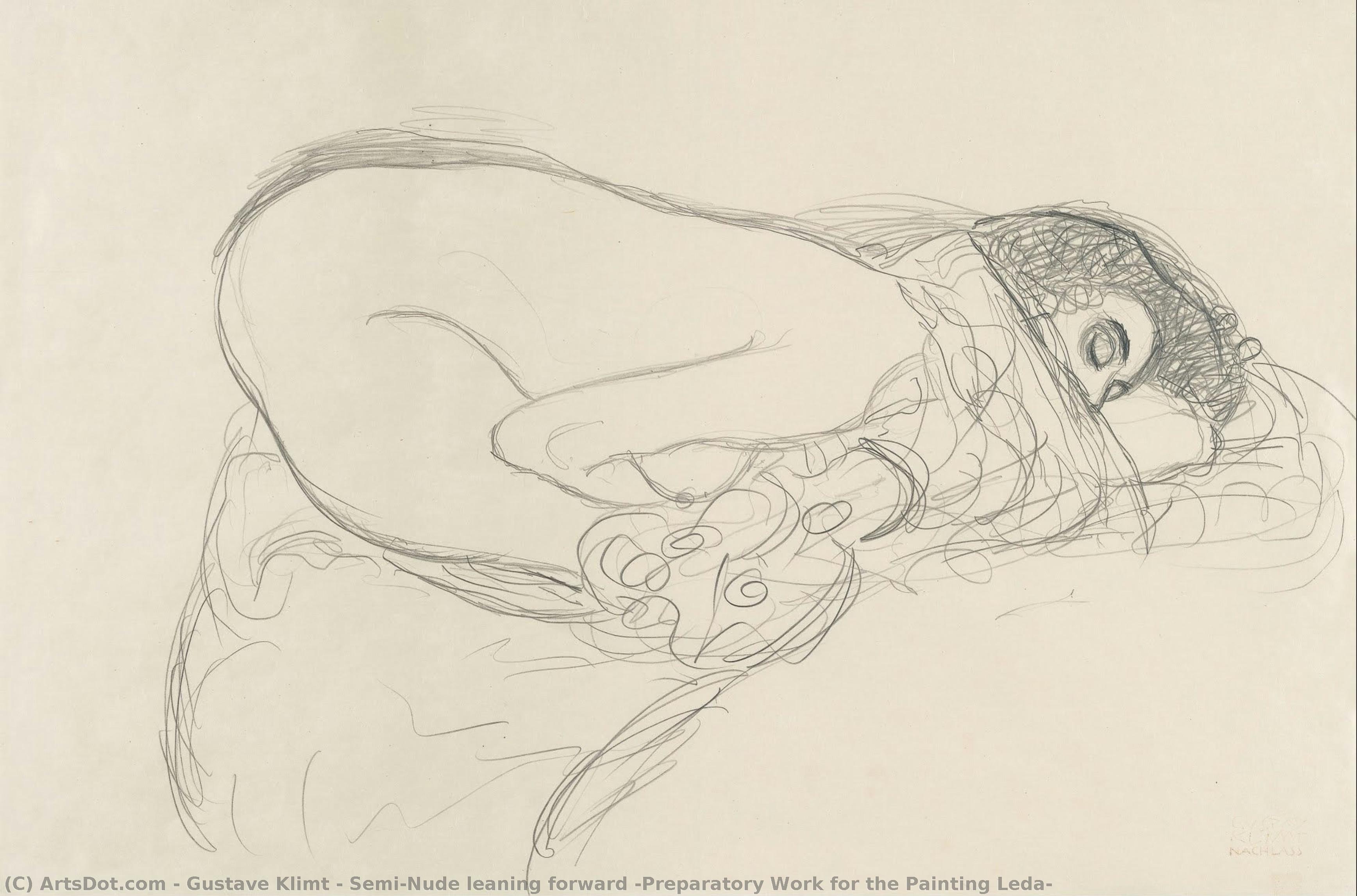 Semi-nude Leaning Forward (preparatory Work For The Painting Leda) — Gustav Klimt