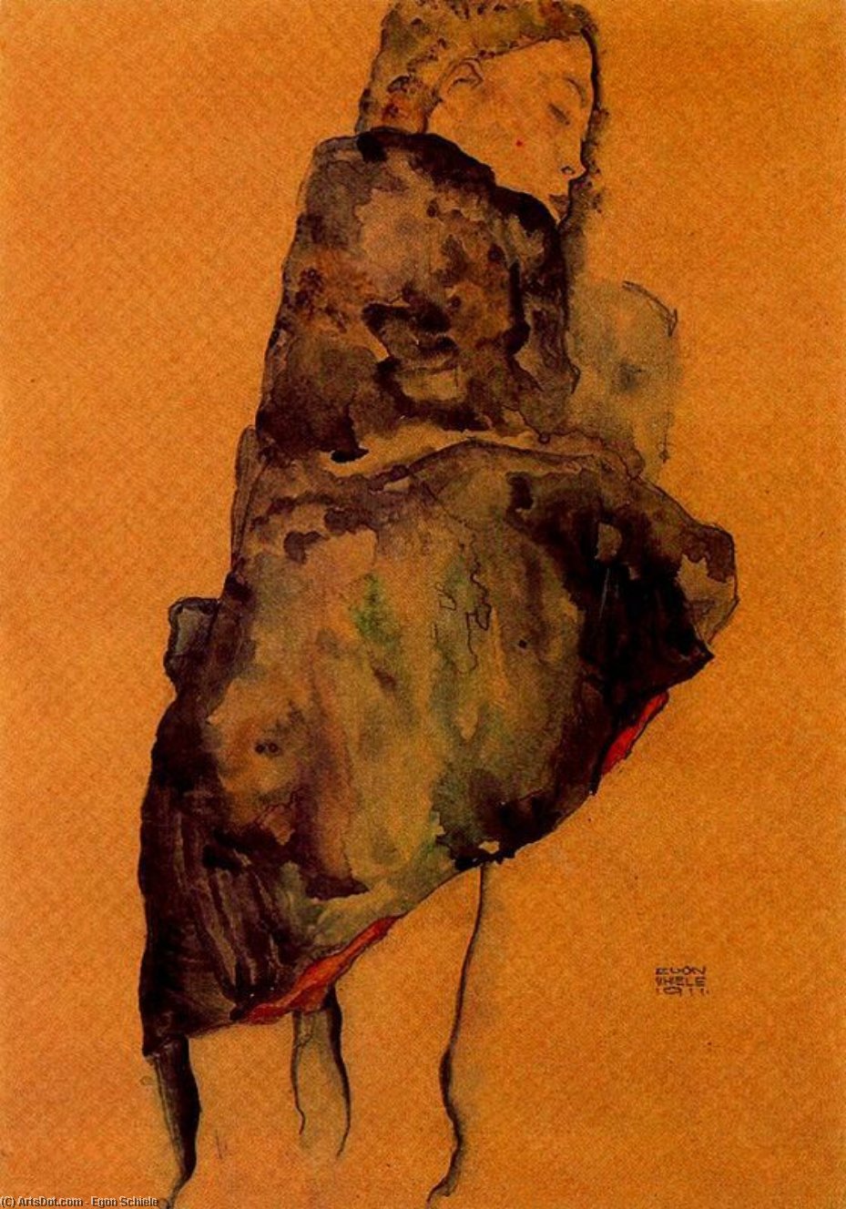 Woman Wrapped In A Blanket — Шиле