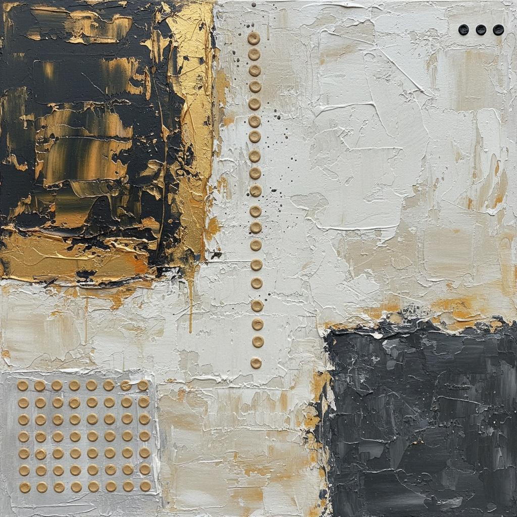 Fragmented Monolith: A Singular Study In Gilded Texture And Obsidian Depth — David Moreau