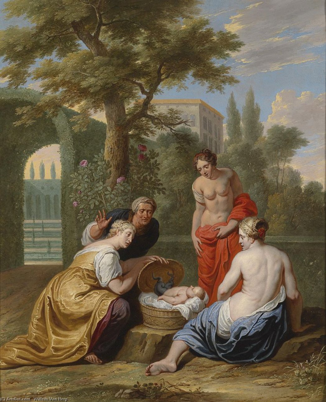 He Finding Of The Infant Erichthonius By Cecrops's Daughters. — Willem Van Herp