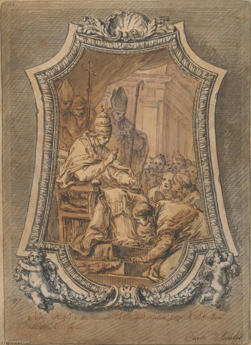 Life Of St. Gregory The Clergy Of Rome Paying Homage To St. Gregory After His Investiture — Charles-andré Van Loo