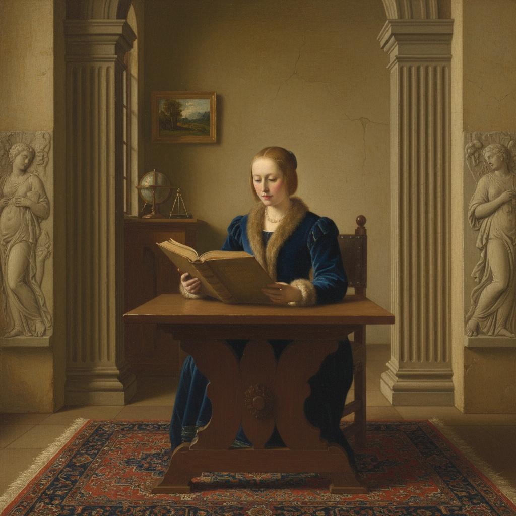 The Scholar’s Radiance: A Study In Azure And Stone — Marc Duvallier
