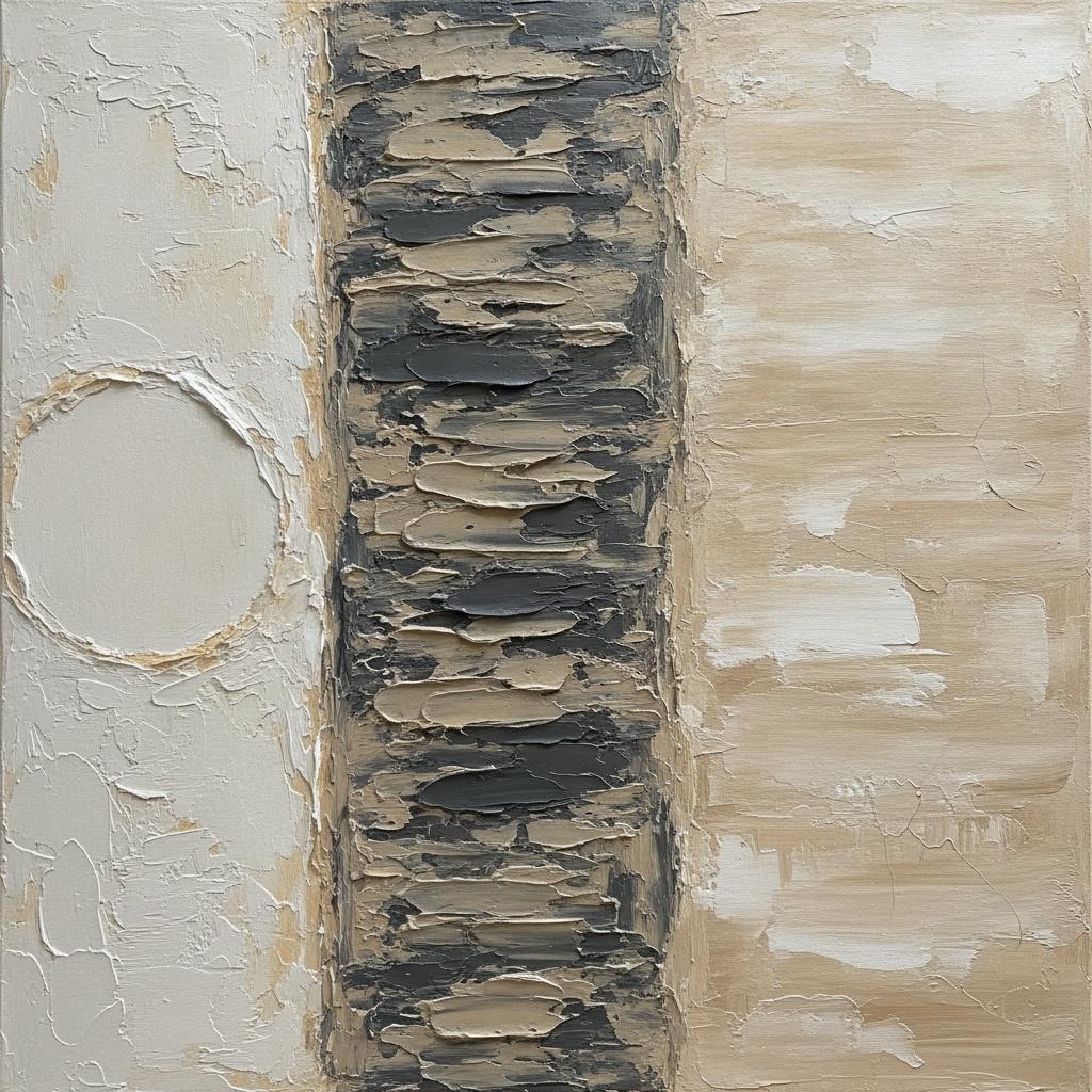 Textured Charcoal Striations And A Pale Lunar Void — David Moreau