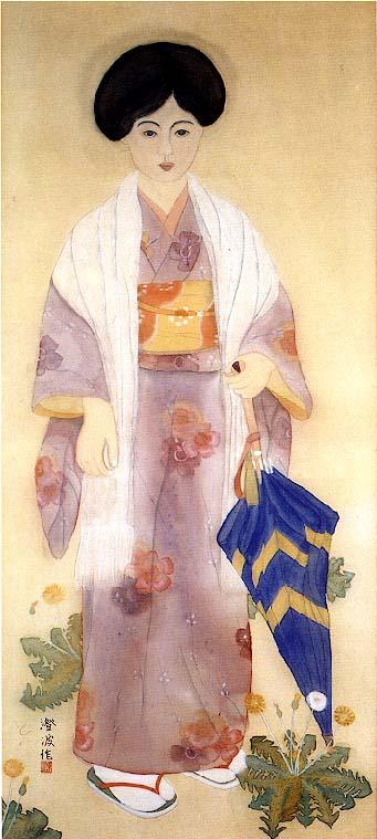 English Going Out Chen Cheng Po 1926 120x54 Cm 中文 外出 陳澄波 1926 絹‧膠彩 120×54 Cm — Chen Cheng Po