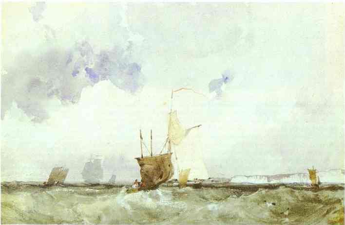 Vessels In A Choppy Sea — Richard Parkes Bonington