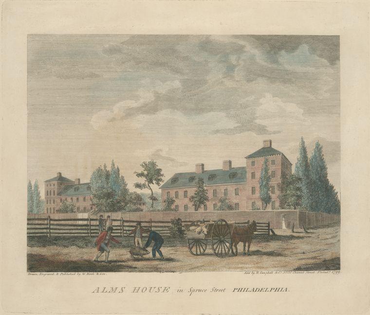 Alms House In Spruce Street Philadelphia — Thomas Birch