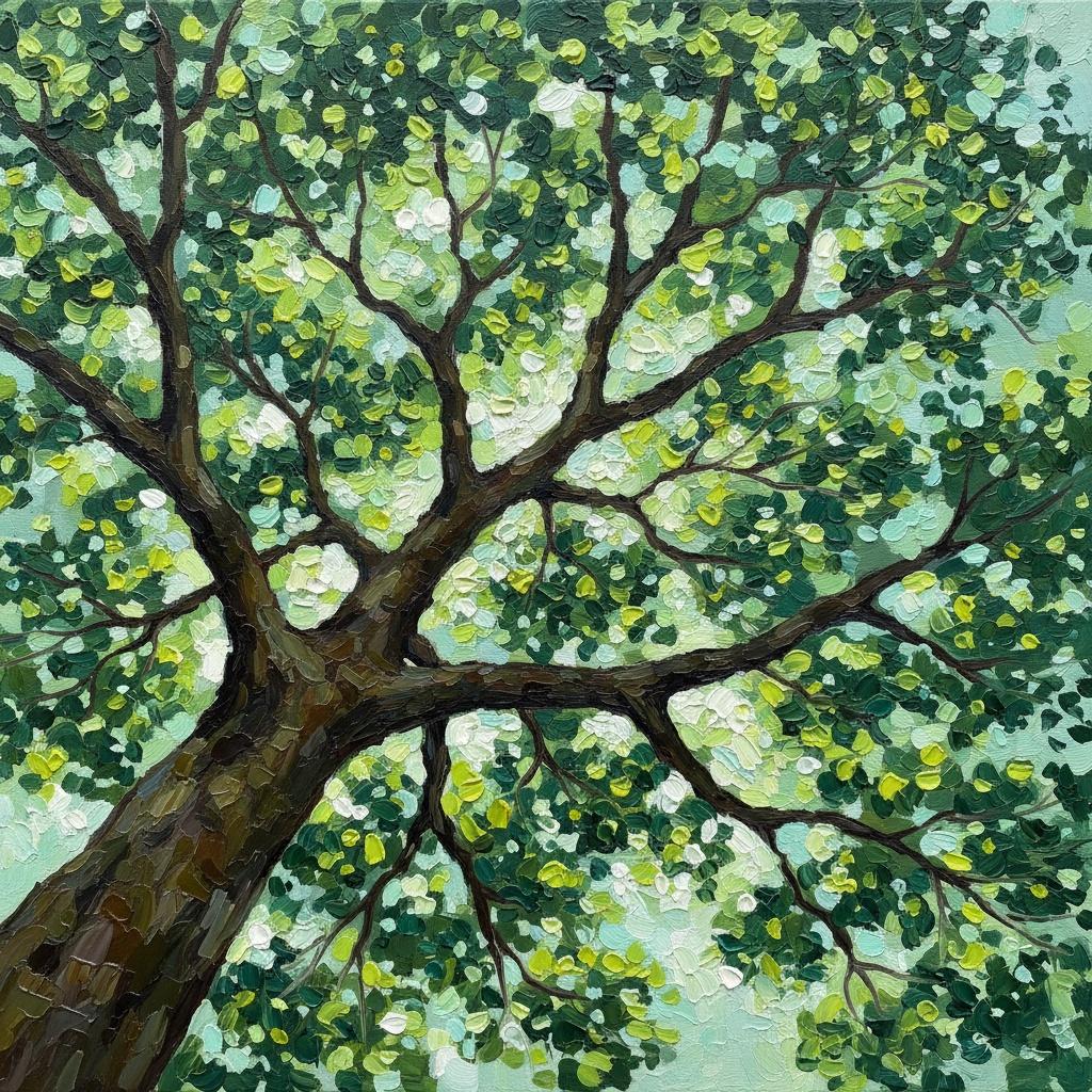 Leuchtendes Blätterdach: Eine Meditative Studie Von Grünem Licht Und Organischen Fraktalformen — Laurent Fontaine