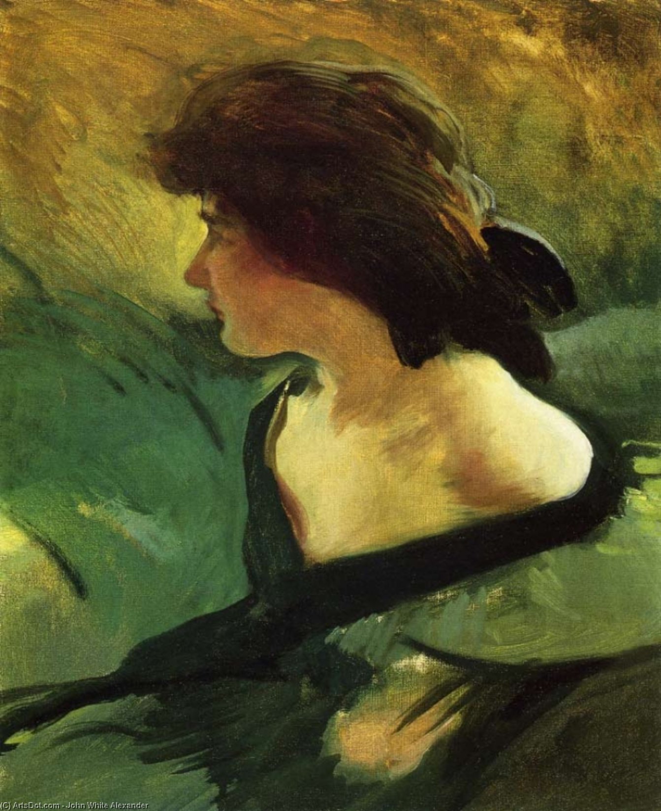 Young Girl In Green Dress — John White Alexander