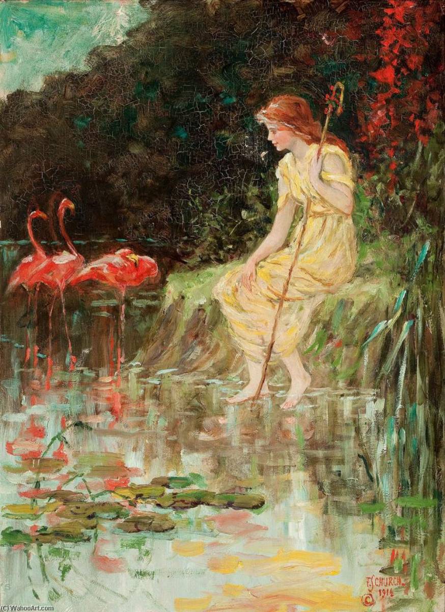 Maiden With Flamingos — Frederick Stuart Church