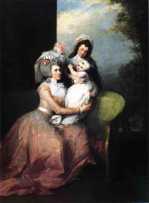 Mrs. John Barker Church (angelica Schuyler), Son Philip And Servant — John Trumbull