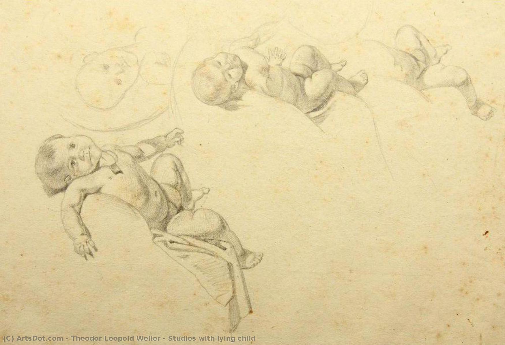 Studies With Lying Child — Theodor Leopold Weller