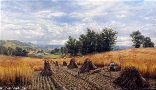 Extensive Summer Landscape With Harvest Field — Alfred I Glendening